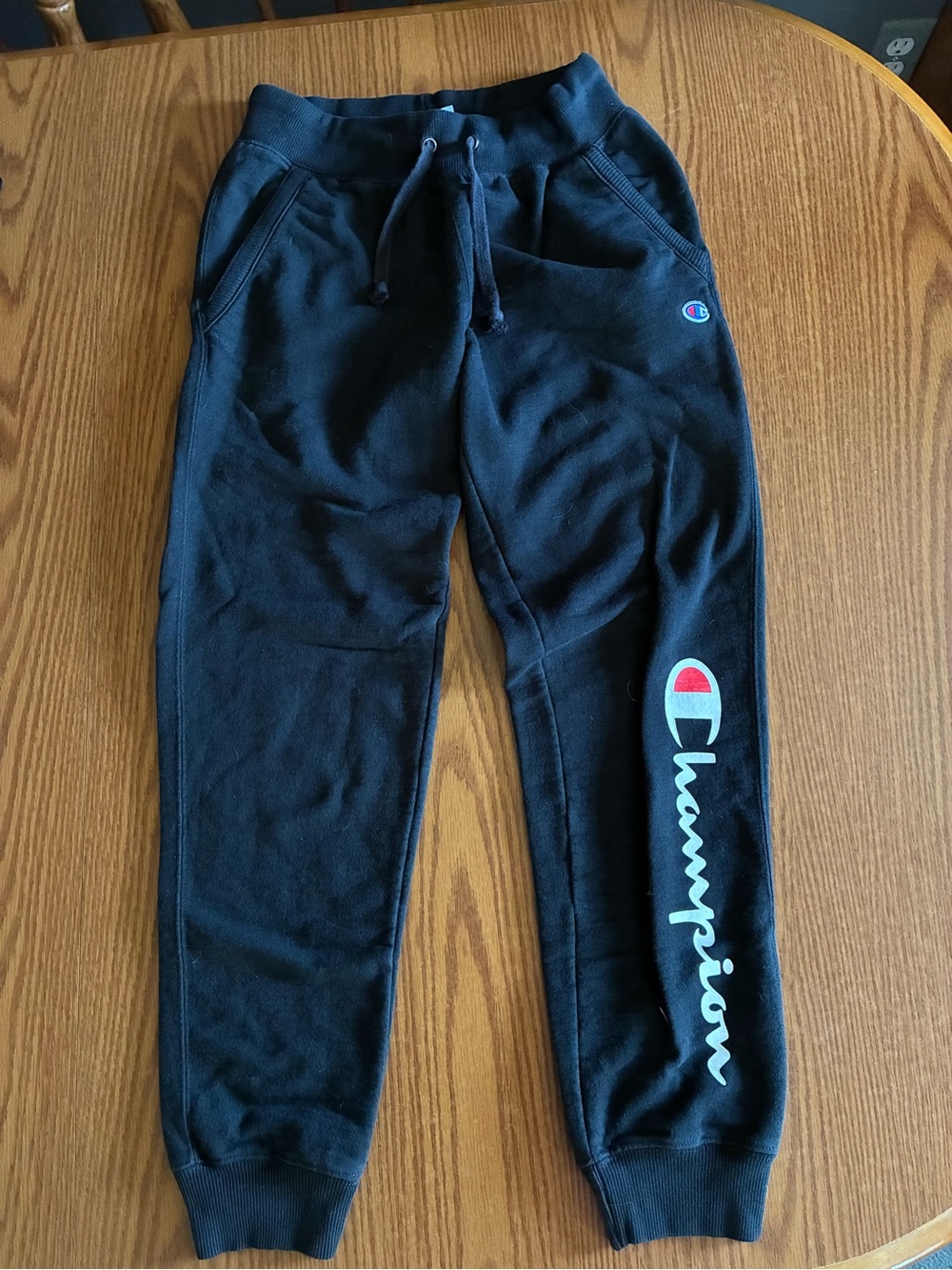 Champion Black Jogger Sweatpants with Script Logo